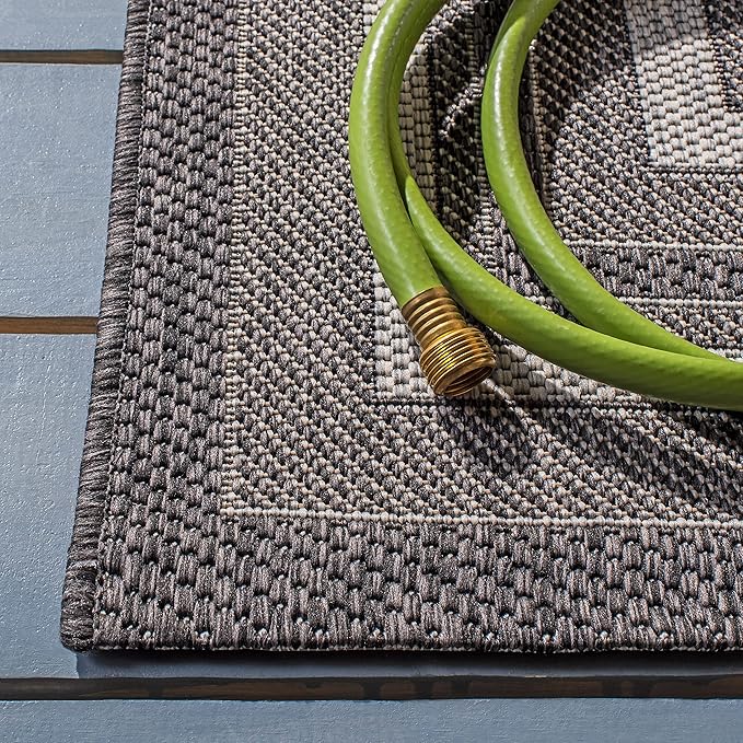 SAFAVIEH Courtyard Collection 6'7" x 9'6" Light Grey/Black CY8475 Indoor-Outdoor Waterproof Easy-Cleaning Patio Backyard Mudroom Area-Rug
