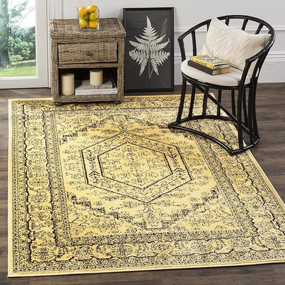 SAFAVIEH Adirondack Collection Accent Rug - 4' x 6', Gold & Black, Oriental Medallion Design, Non-Shedding & Easy Care, Ideal for High Traffic Areas in Entryway, Living Room, Bedroom (ADR108H)