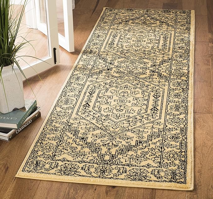 SAFAVIEH Adirondack Collection Runner Rug - 2'6" x 14', Gold & Black, Oriental Medallion Design, Non-Shedding & Easy Care, Ideal for High Traffic Areas in Living Room, Bedroom (ADR108H)
