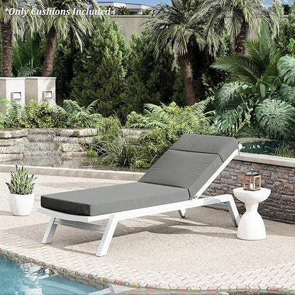 Chaise Lounge Cushion for Outdoor Furniture, Waterproof Fade and Tear Resistant Lounge Deck Chair Cushions for Patio Lawn Pool Resort Hotel
