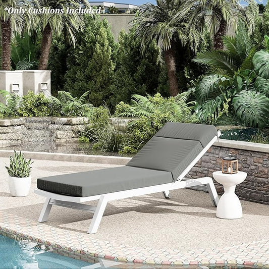 Chaise Lounge Cushion for Outdoor Furniture, Waterproof Fade and Tear Resistant Lounge Deck Chair Cushions for Patio Lawn Pool Resort Hotel