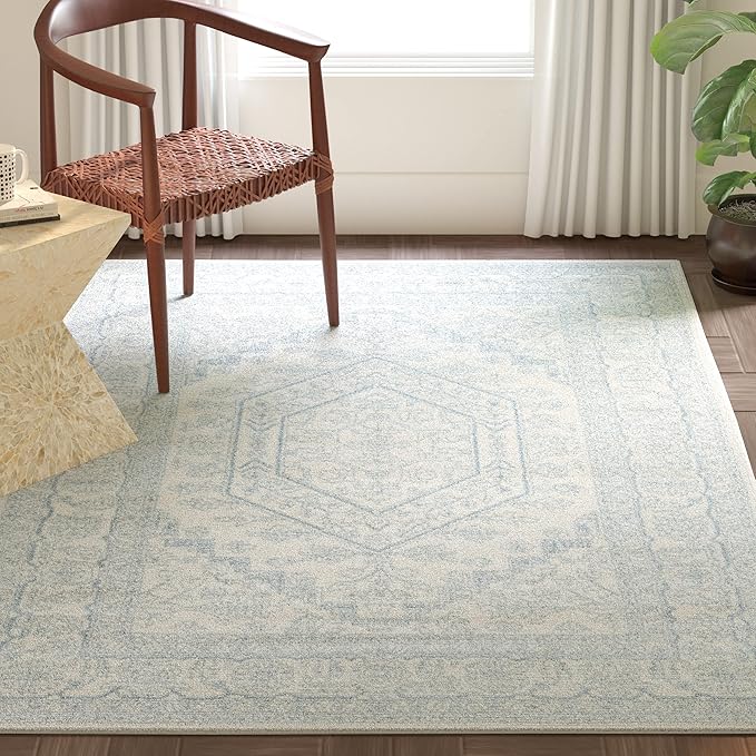 SAFAVIEH Adirondack Collection Accent Rug - 4' x 6', Ivory & Slate, Oriental Medallion Design, Non-Shedding & Easy Care, Ideal for High Traffic Areas in Entryway, Living Room, Bedroom (ADR108S)