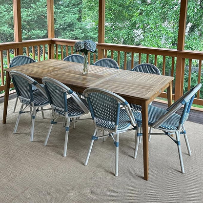 PURPLE LEAF Outdoor Dining Chair Set of 4 Hand-Woven Wicker Rattan Chairs for Outdoor Garden Kitchen Backyard Porch White Print Finish Patio Chairs Light Blue French Bistro Chairs