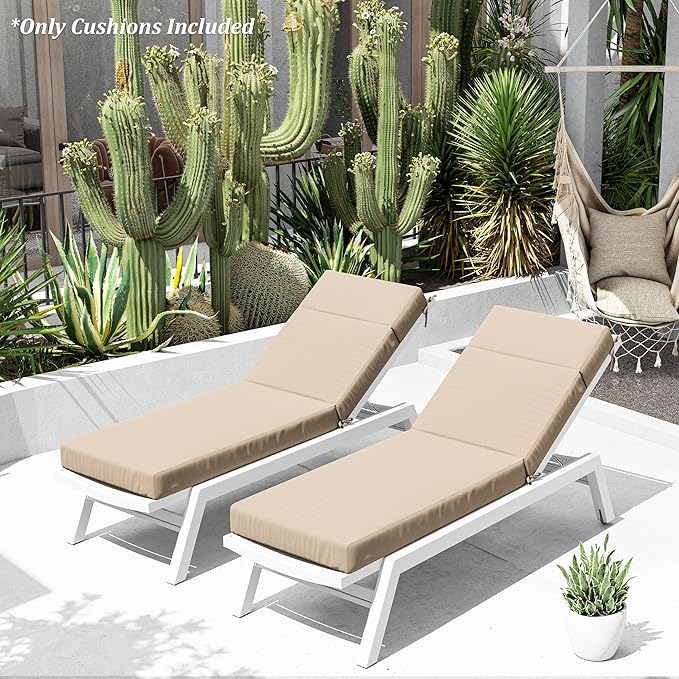 Chaise Lounge Cushion for Outdoor Furniture, Waterproof Fade and Tear Resistant Lounge Deck Chair Cushions for Patio Lawn Pool Resort Hotel