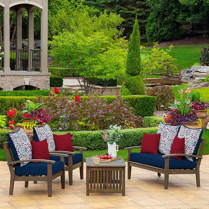Arden Outdoor Deep Seat Cushion Set, 24 in x 24 in, Weather-Proof, Rain-Proof, Fade Resistant Patio Cushion for Chair, Sofa, and Couch Clark Blue