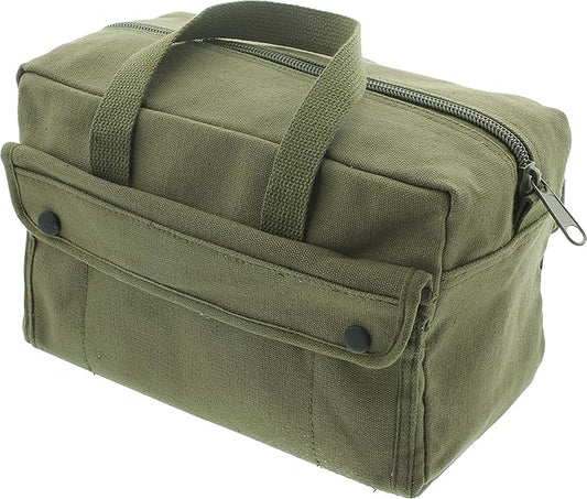 ARMYU Heavy Duty Small Tool Bag Tactical Cotton Canvas Mechanics Bag, 11" x 7" x 6", Olive