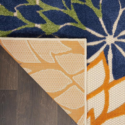 Nourison Aloha Indoor/Outdoor Multicolor 2' x 6' Area-Rug, Tropical, Botanical, Easy-Cleaning, Non Shedding, Bed Room, Living Room, Dining Room, Deck, Backyard, Patio (2x6)