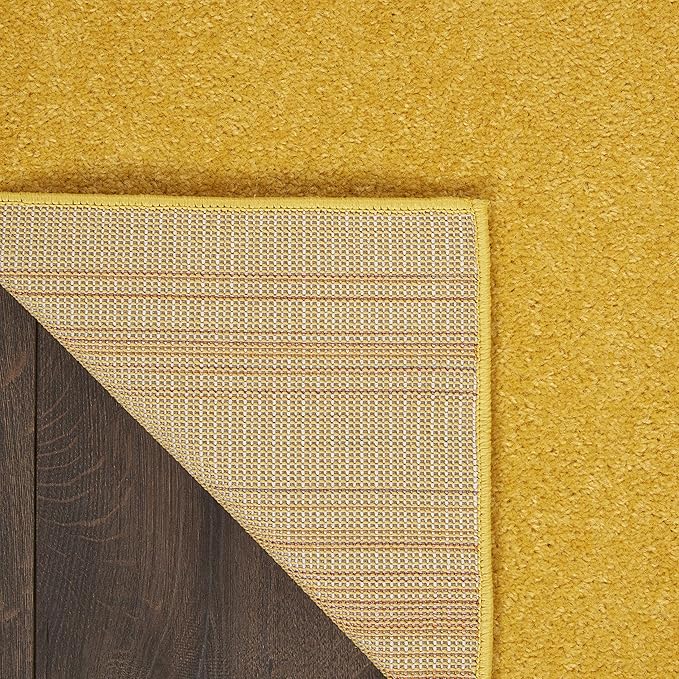 Nourison Essentials Indoor/Outdoor Yellow 7' x Square Area-Rug, Easy-Cleaning, Non Shedding, Bed Room, Living Room, Dining Room, Deck, Backyard, Patio (7 Square)