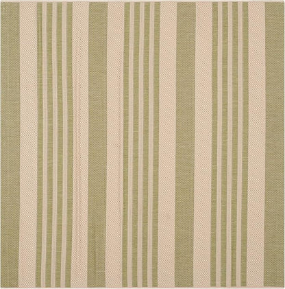 SAFAVIEH Washable Rug Outdoor Courtyard Collection - 6'7" Square, Beige & Sweet Pea, Non-Shedding & Easy Cleaning, Ideal for Patio, Backyard, Mudroom (CY6062-218)