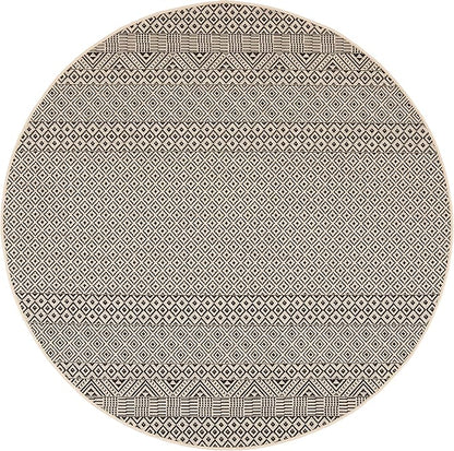 SAFAVIEH Courtyard Collection 5'3" Round Beige/Black CY6235 Moroccan Indoor/ Outdoor Waterproof Easy Cleaning Patio Backyard Mudroom Area Rug