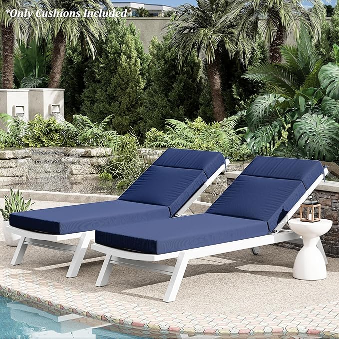 Chaise Lounge Cushion for Outdoor Furniture, Waterproof Fade and Tear Resistant Lounge Deck Chair Cushions for Patio Lawn Pool Resort Hotel