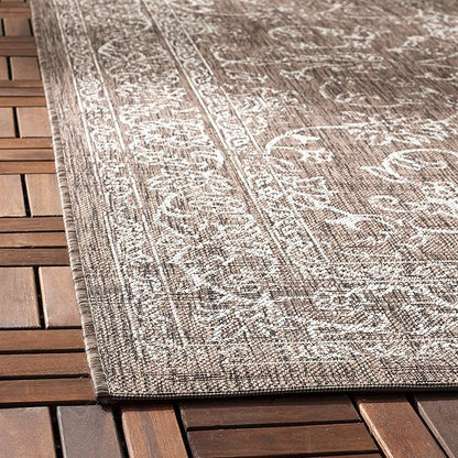 SAFAVIEH Washable Rug Outdoor Courtyard Collection - 2'3" x 6'7" Runner, Aqua Blue & Grey, Non-Shedding & Easy Cleaning, Ideal for Patio, Entryway, Mudroom, Hallway, Kitchen (CY8680-37121)