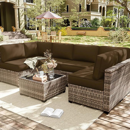 14 Pcs Outdoor Cushion Slipcovers Outdoor Patio Cushion Covers Replacement Waterproof with Zipper for Outdoor Furniture, Patio Sofa Couch 3 Sizes, Covers Only