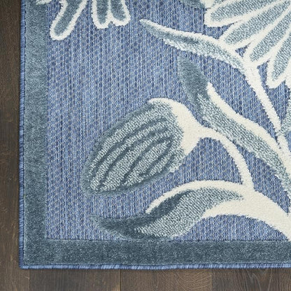 Nourison Aloha Blue 2'8" x 4' Area Rug - Easy Clean, Non Shedding, Bed Room, Living Room, Dining Room, Kitchen (3' x 4')
