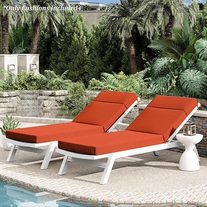 Chaise Lounge Cushion for Outdoor Furniture, Waterproof Fade and Tear Resistant Lounge Deck Chair Cushions for Patio Lawn Pool Resort Hotel