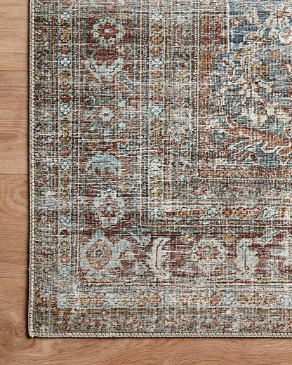 Loloi Chris Loves Julia Jules Collection JUL-05 Lagoon/Brick 2'-6'' x 9'-6'', .13" Pile Height, Runner Rug