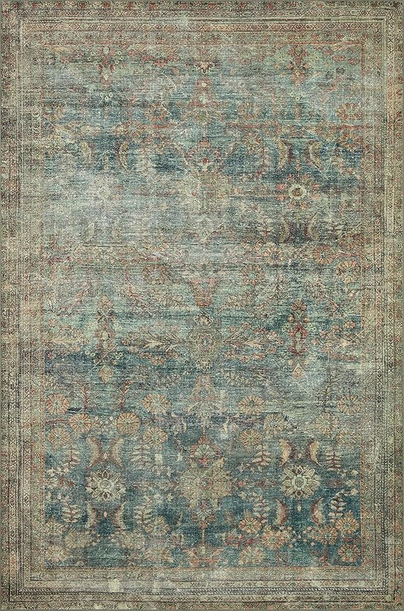 Loloi Magnolia Home by Joanna Gaines Banks Collection BAN-01 Ocean/Spice 8'-6" x 11'-6", .13" Pile Height, Machine Washable, Area Rug