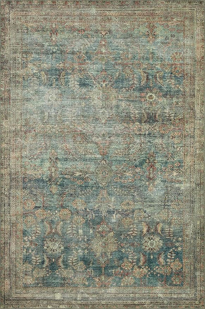 Loloi Magnolia Home by Joanna Gaines Banks Collection BAN-01 Ocean/Spice 8'-6" x 11'-6", .13" Pile Height, Machine Washable, Area Rug