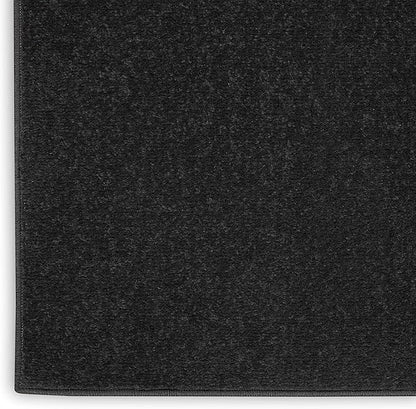 Nourison Home Essentials Solid Contemporary Black 2'x10' Runner Rug , 2'2" X 10'