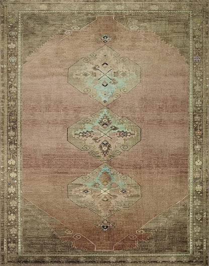 Loloi Magnolia Home by Joanna Gaines Sinclair Collection SIN-06 Clay/Tobacco 2'-3" x 9'-6", .25" Pile Height, Machine Washable, Runner Rug