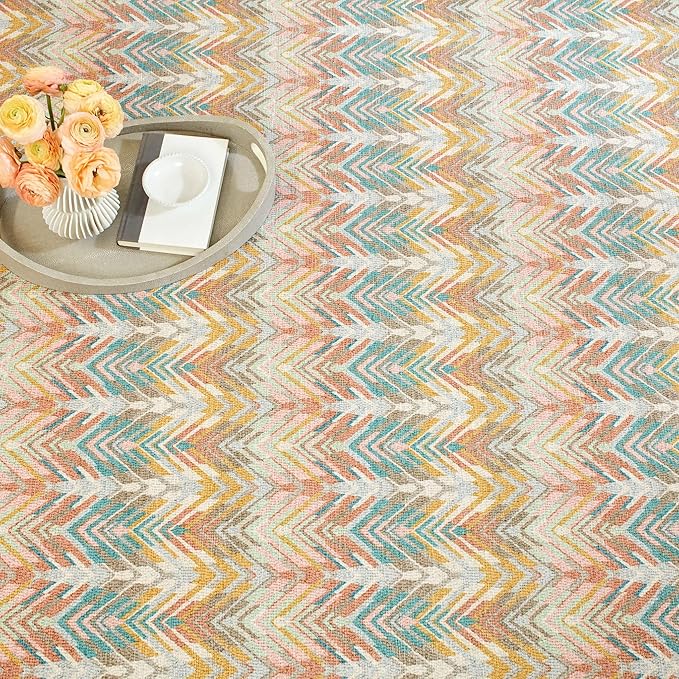 Dash & Albert Seneca Stone Machine Washable Rug, 6 X 9 Feet, Multi Graphic Pattern