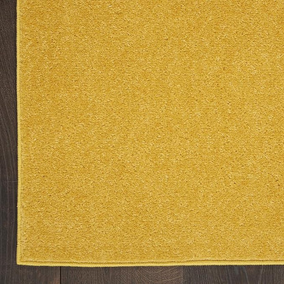 Nourison Essentials Indoor/Outdoor Yellow 7' x Square Area-Rug, Easy-Cleaning, Non Shedding, Bed Room, Living Room, Dining Room, Deck, Backyard, Patio (7 Square)