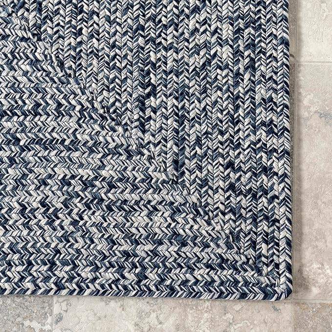 nuLOOM 6' x 9' Solid Hand Braided Indoor/Outdoor Area Rug, Pet-Friendly, High Traffic, Weather Resistant, for Patio, Balcony, Bedroom, Living, Dining Room, Wynn Navy