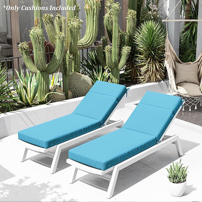 Chaise Lounge Cushion for Outdoor Furniture, Waterproof Fade and Tear Resistant Lounge Deck Chair Cushions for Patio Lawn Pool Resort Hotel