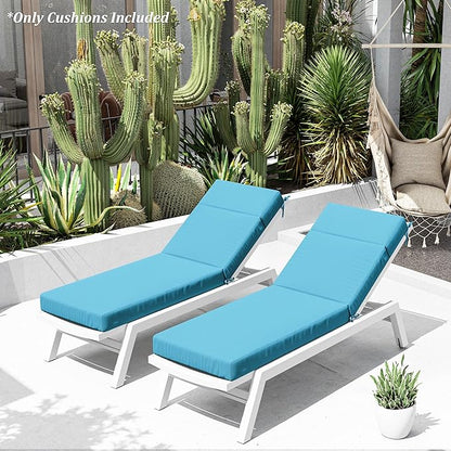 Chaise Lounge Cushion for Outdoor Furniture, Waterproof Fade and Tear Resistant Lounge Deck Chair Cushions for Patio Lawn Pool Resort Hotel