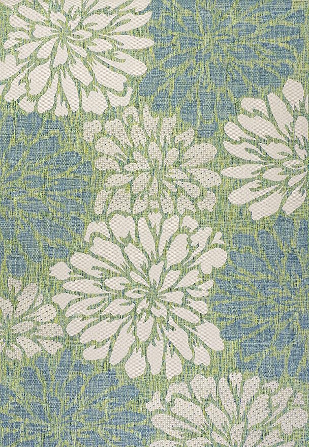 JONATHAN Y Floral Textured Weave Indoor Outdoor Area Rug 6X9 Cream/Green, Zinnia Modern for Backyard, Patio, Porch, Easy-Cleaning, High Traffic, Pet-Friendly, Non-Shedding (SMB110D-6)