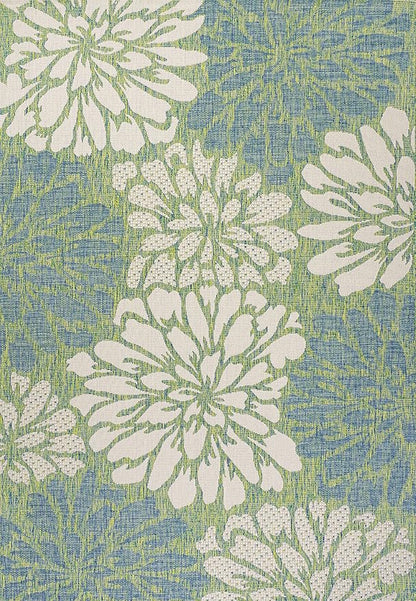 JONATHAN Y Floral Textured Weave Indoor Outdoor Area Rug 6X9 Cream/Green, Zinnia Modern for Backyard, Patio, Porch, Easy-Cleaning, High Traffic, Pet-Friendly, Non-Shedding (SMB110D-6)
