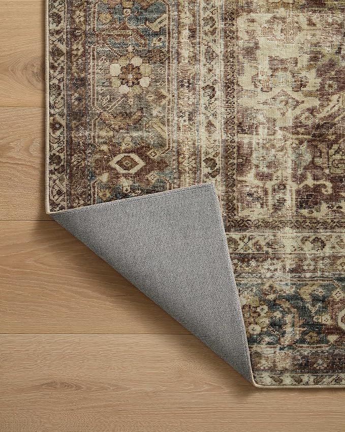 Loloi Magnolia Home by Joanna Gaines Sinclair Collection SIN-01 Rust/Lagoon 5'-0" x 7'-0", .25" Pile Height, Machine Washable, Area Rug