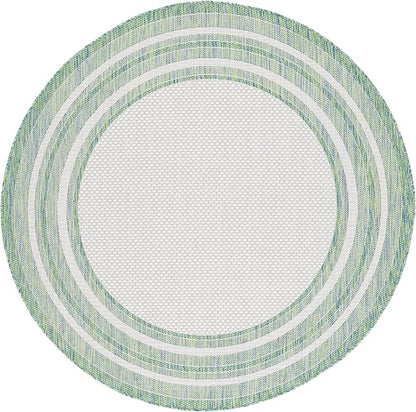 SAFAVIEH Courtyard Collection CY8475 Border Design Indoor/ Outside Non-Shedding Easy Patio Backyard Porch Deck Mudroom Area, 6'7" Round, Ivory/Green