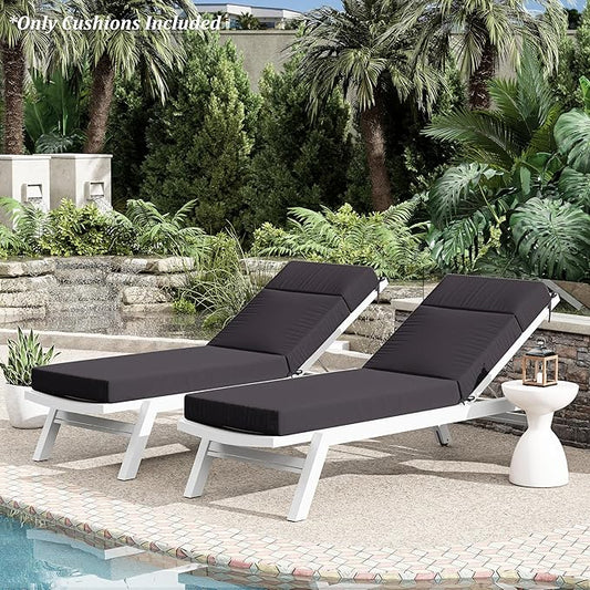 Chaise Lounge Cushion for Outdoor Furniture, Waterproof Fade and Tear Resistant Lounge Deck Chair Cushions for Patio Lawn Pool Resort Hotel