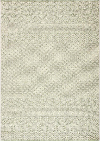 SAFAVIEH Washable Rug Outdoor Courtyard Collection - 8' x 10', Beige & Aqua Blue, Non-Shedding & Easy Cleaning, Ideal for Patio, Backyard, Mudroom, DIning Space (CY6235-21312)