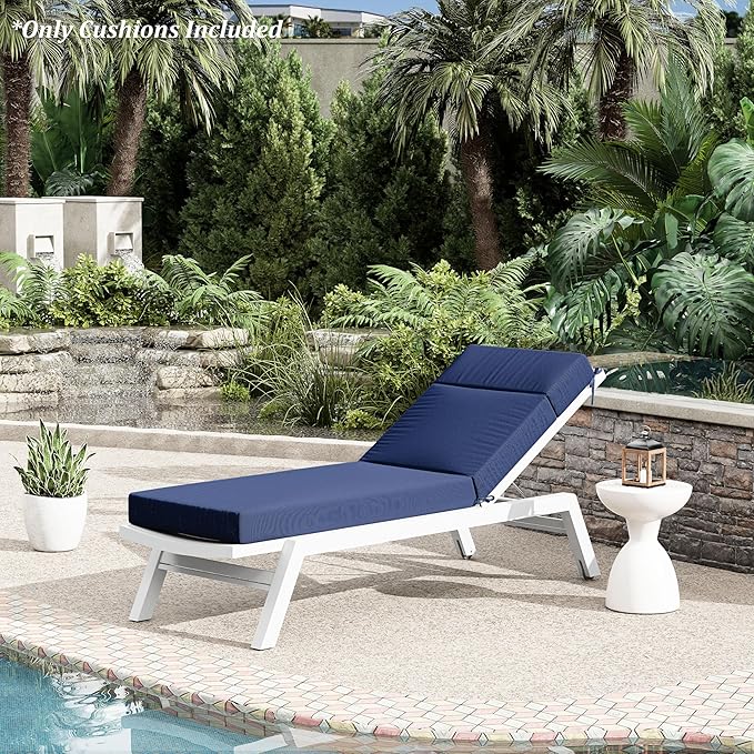 Chaise Lounge Cushion for Outdoor Furniture, Waterproof Fade and Tear Resistant Lounge Deck Chair Cushions for Patio Lawn Pool Resort Hotel