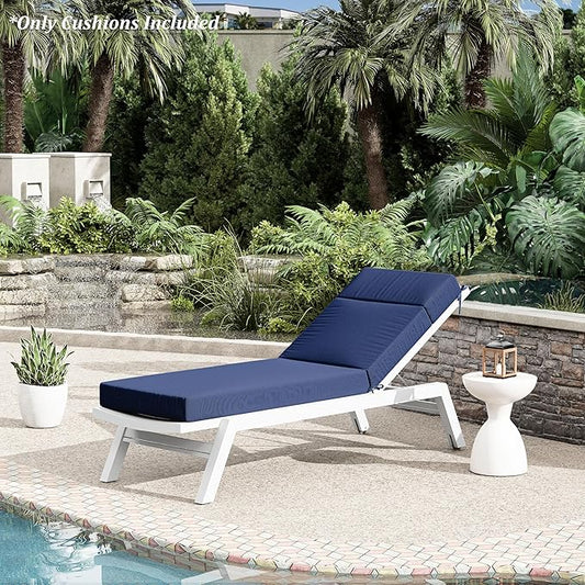 Chaise Lounge Cushion for Outdoor Furniture, Waterproof Fade and Tear Resistant Lounge Deck Chair Cushions for Patio Lawn Pool Resort Hotel