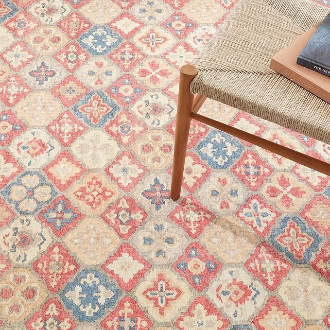 Dash & Albert Pali Multi Machine Washable Rug, 7.5 X 9.5 Feet, Multicolored/Oranges Geometric Pattern