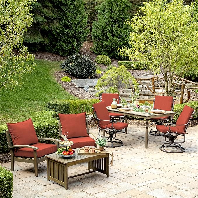 Arden Olefin Outdoor Deep Seat Cushion Set (2-Pack), 24 in x 24 in, Weather-Proof, Rain-Proof, Fade Resistant Patio Cushion for Chair, Sofa, and Couch Sedona Woven Texture