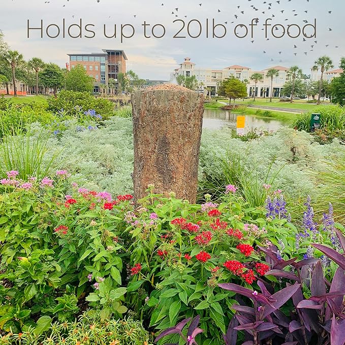 Nature's Feast Wild Bird, Squirrel & Critter Feeder. Tree Stand Buffet for Nature Lovers. Woodland Farmhouse Large Patio & Garden Platform.