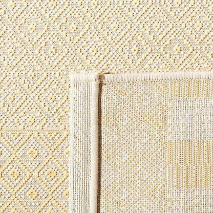 SAFAVIEH Washable Rug Outdoor Courtyard Collection - 2'3" x 8' Runner, Gold & Beige, Non-Shedding & Easy Cleaning, Ideal for Patio, Entryway, Mudroom, Hallway, Kitchen (CY6235-30612)