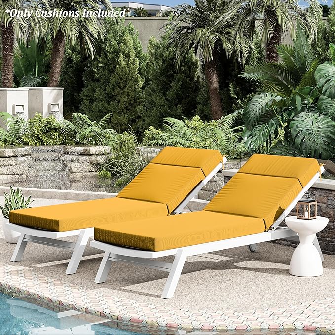 Chaise Lounge Cushion for Outdoor Furniture, Waterproof Fade and Tear Resistant Lounge Deck Chair Cushions for Patio Lawn Pool Resort Hotel