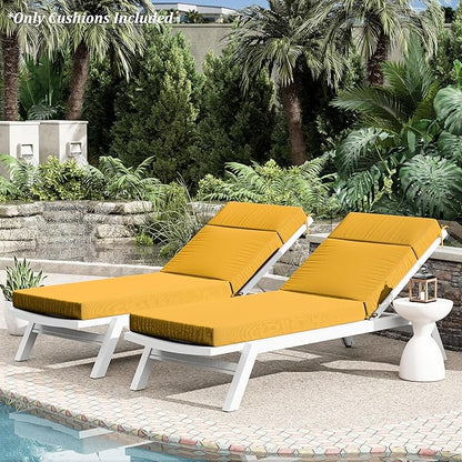 Chaise Lounge Cushion for Outdoor Furniture, Waterproof Fade and Tear Resistant Lounge Deck Chair Cushions for Patio Lawn Pool Resort Hotel