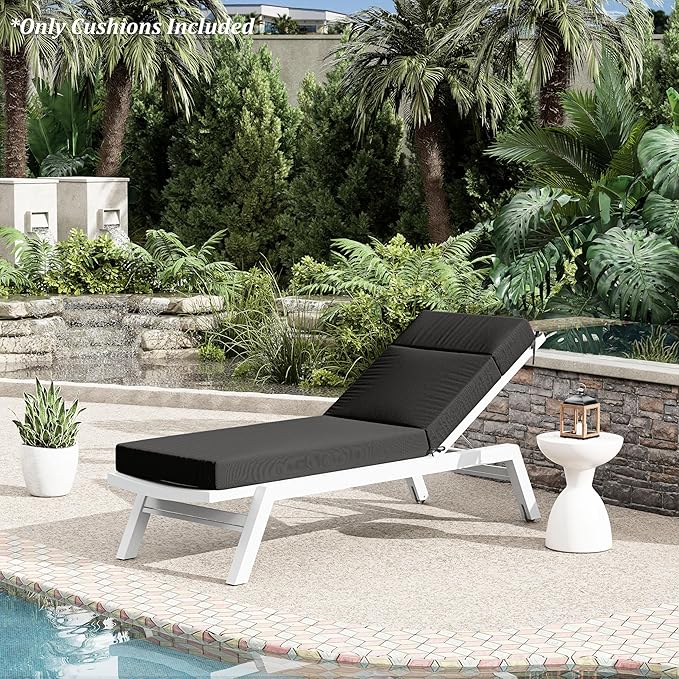 Chaise Lounge Cushion for Outdoor Furniture, Waterproof Fade and Tear Resistant Lounge Deck Chair Cushions for Patio Lawn Pool Resort Hotel