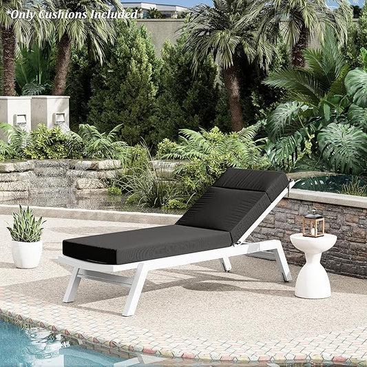 Chaise Lounge Cushion for Outdoor Furniture, Waterproof Fade and Tear Resistant Lounge Deck Chair Cushions for Patio Lawn Pool Resort Hotel