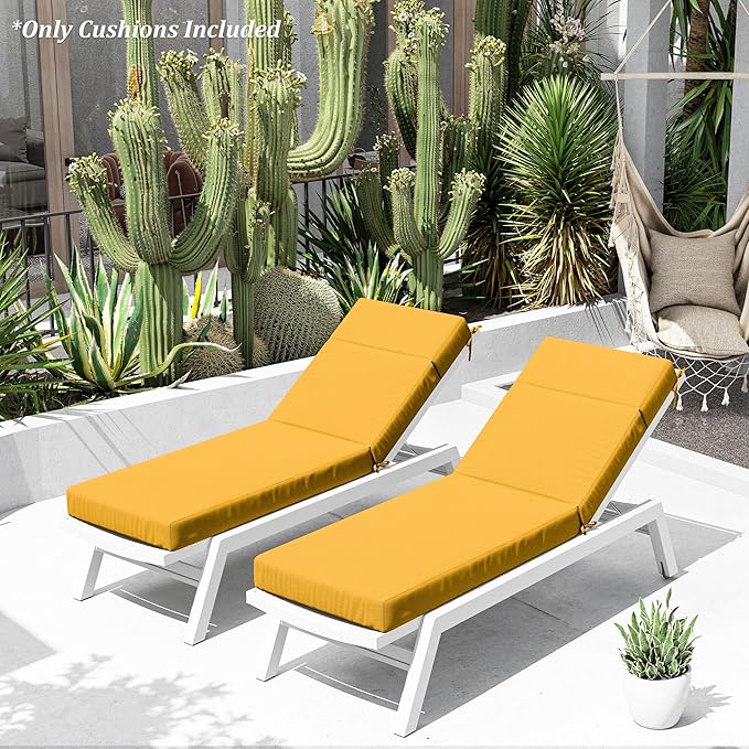 Chaise Lounge Cushion for Outdoor Furniture, Waterproof Fade and Tear Resistant Lounge Deck Chair Cushions for Patio Lawn Pool Resort Hotel