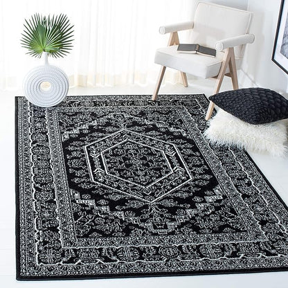 SAFAVIEH Adirondack Collection Accent Rug - 4' x 6', Black & Ivory, Oriental Medallion Design, Non-Shedding & Easy Care, Ideal for High Traffic Areas in Entryway, Living Room, Bedroom (ADR108Z)