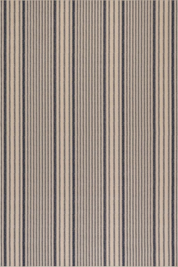 Dash & Albert Axiom Navy Machine Washable Rug, 6 X 9 Feet, Blue/Ivory Stripe Pattern