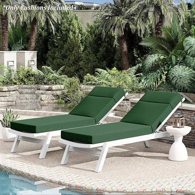 Chaise Lounge Cushion for Outdoor Furniture, Waterproof Fade and Tear Resistant Lounge Deck Chair Cushions for Patio Lawn Pool Resort Hotel