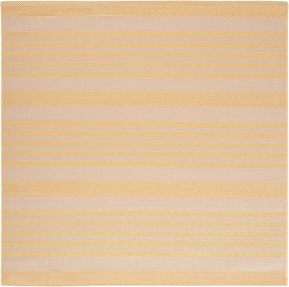 SAFAVIEH Washable Rug Outdoor Courtyard Collection - 6'7" Square, Gold & Beige, Non-Shedding & Easy Cleaning, Ideal for Patio, Backyard, Mudroom (CY6062-306)
